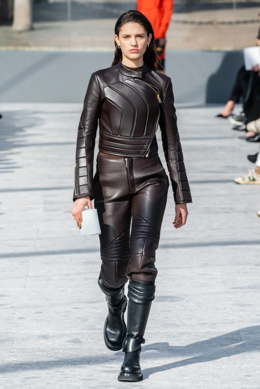 Bottega Veneta FW19 Runway Padded Leather Biker Jacke