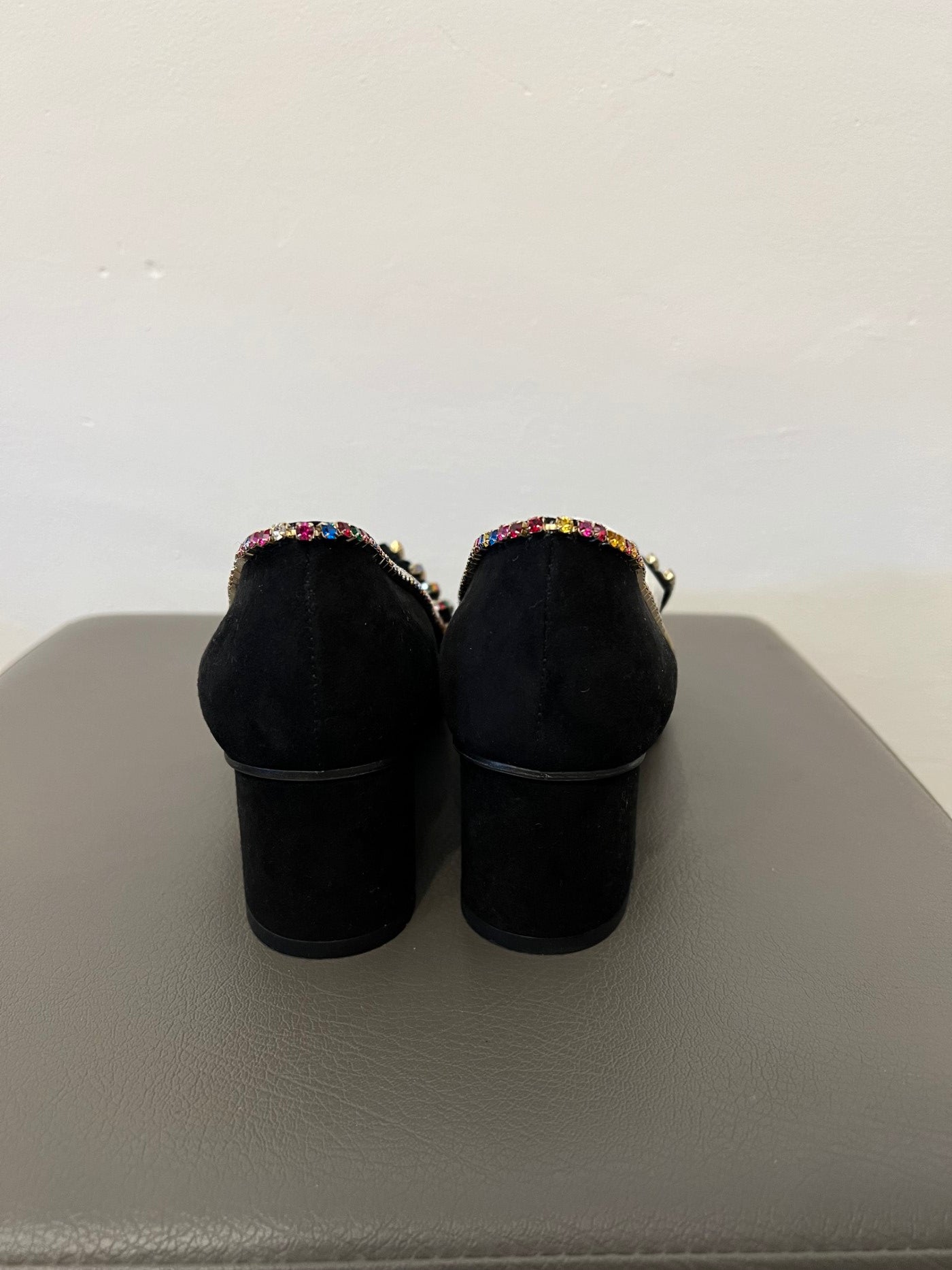 Gucci Black Suede GG Marmont Pumps