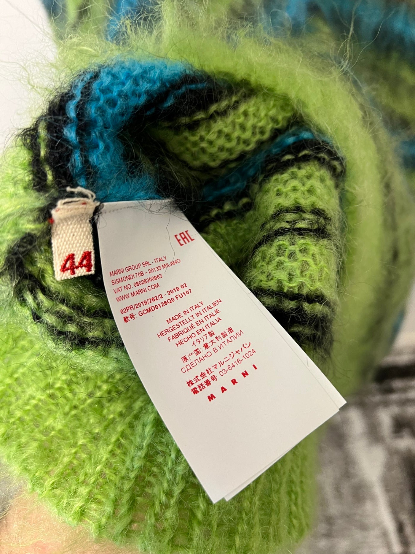 Marni Fuzzy Wuzzy Crewneck Green Bleu