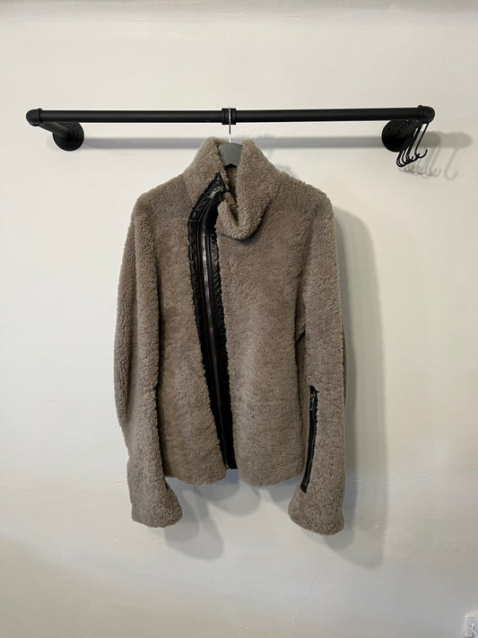 Rick Owens Shearling Jacket Asymmetric Zip