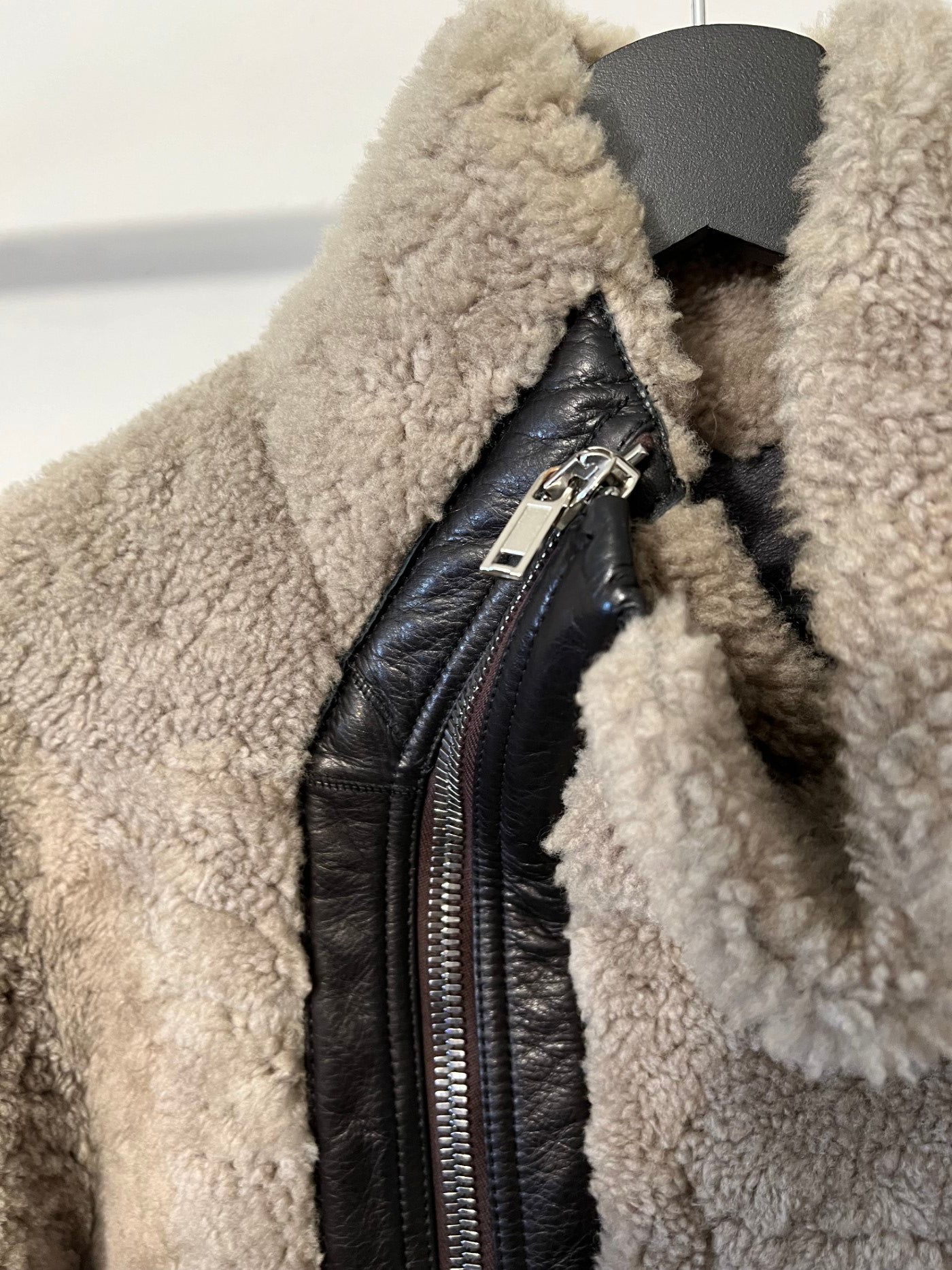 Rick Owens Shearling Jacket Asymmetric Zip