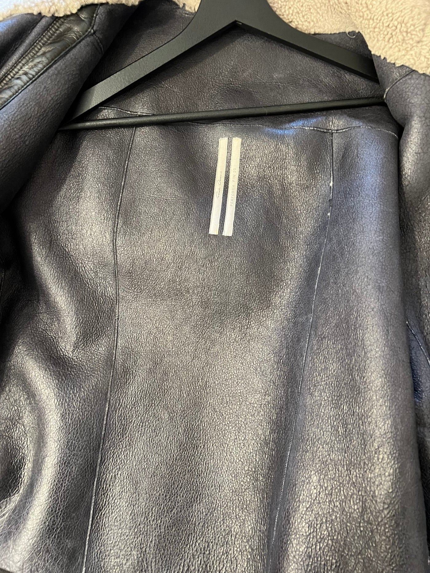 Rick Owens Shearling Jacket Asymmetric Zip