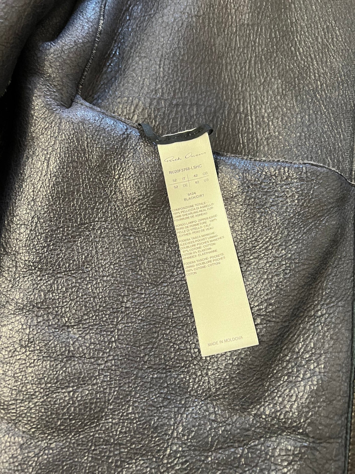 Rick Owens Shearling Jacket Asymmetric Zip