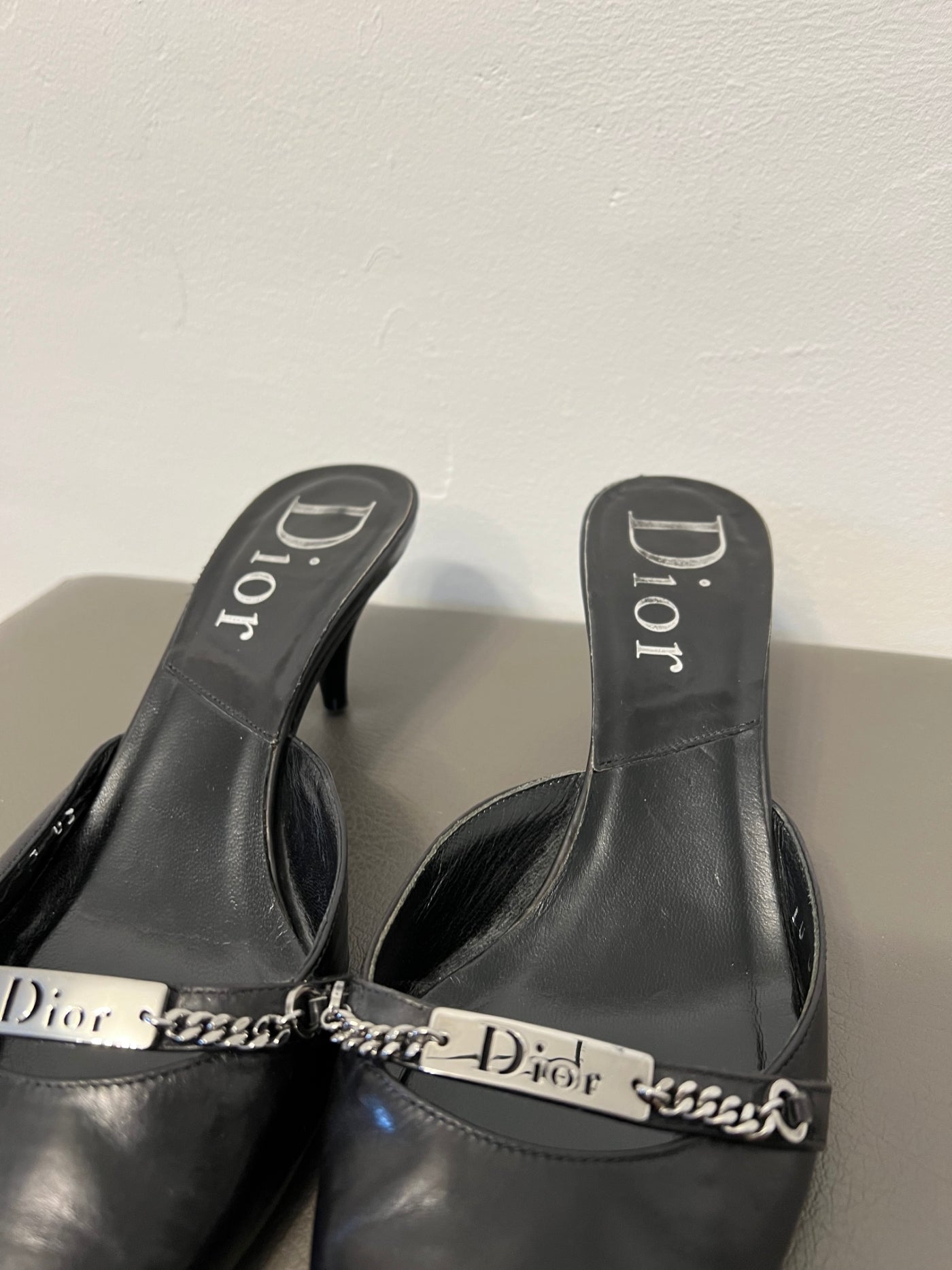 Dior black leather mules vintage