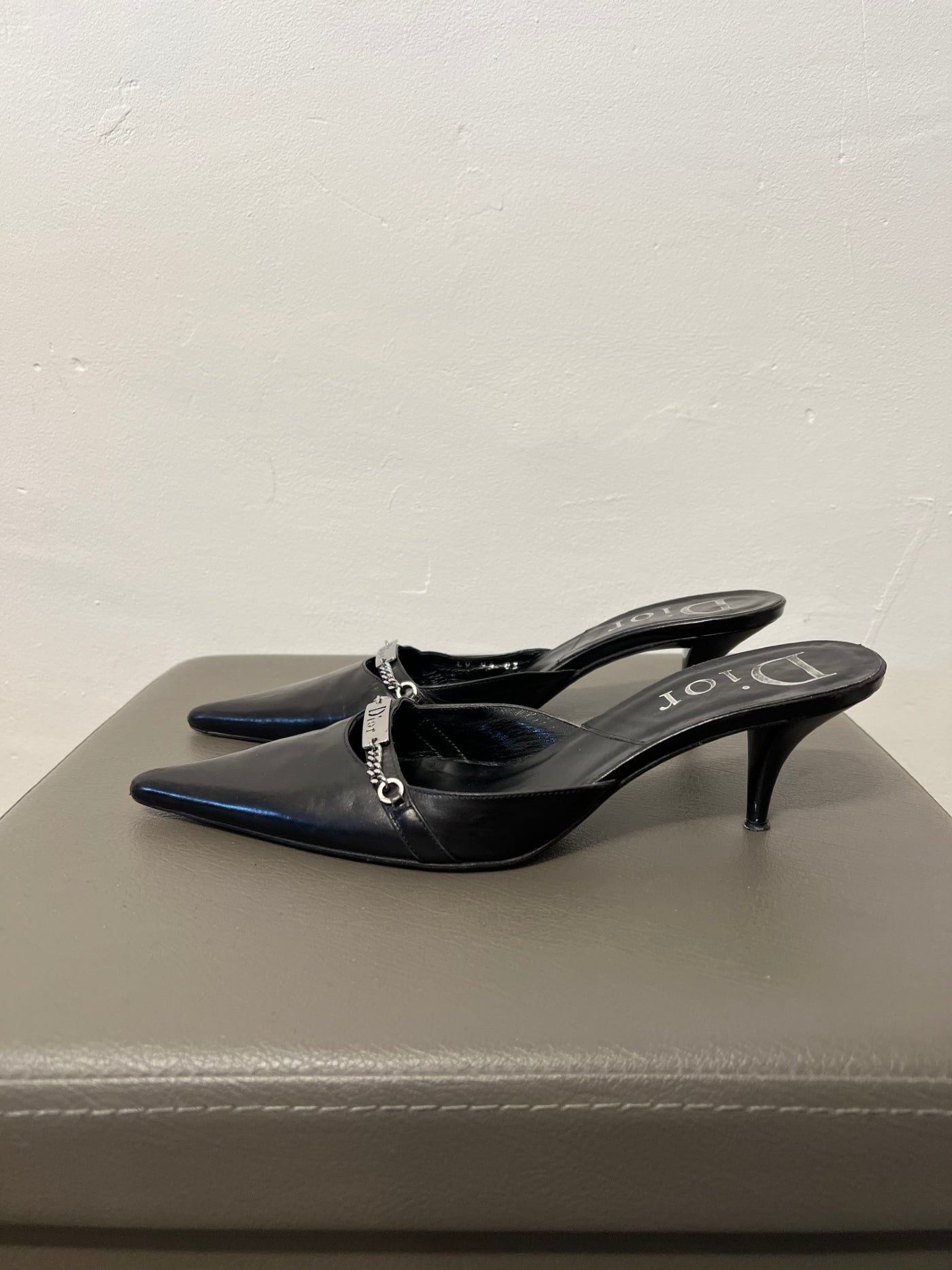 Dior black leather mules vintage