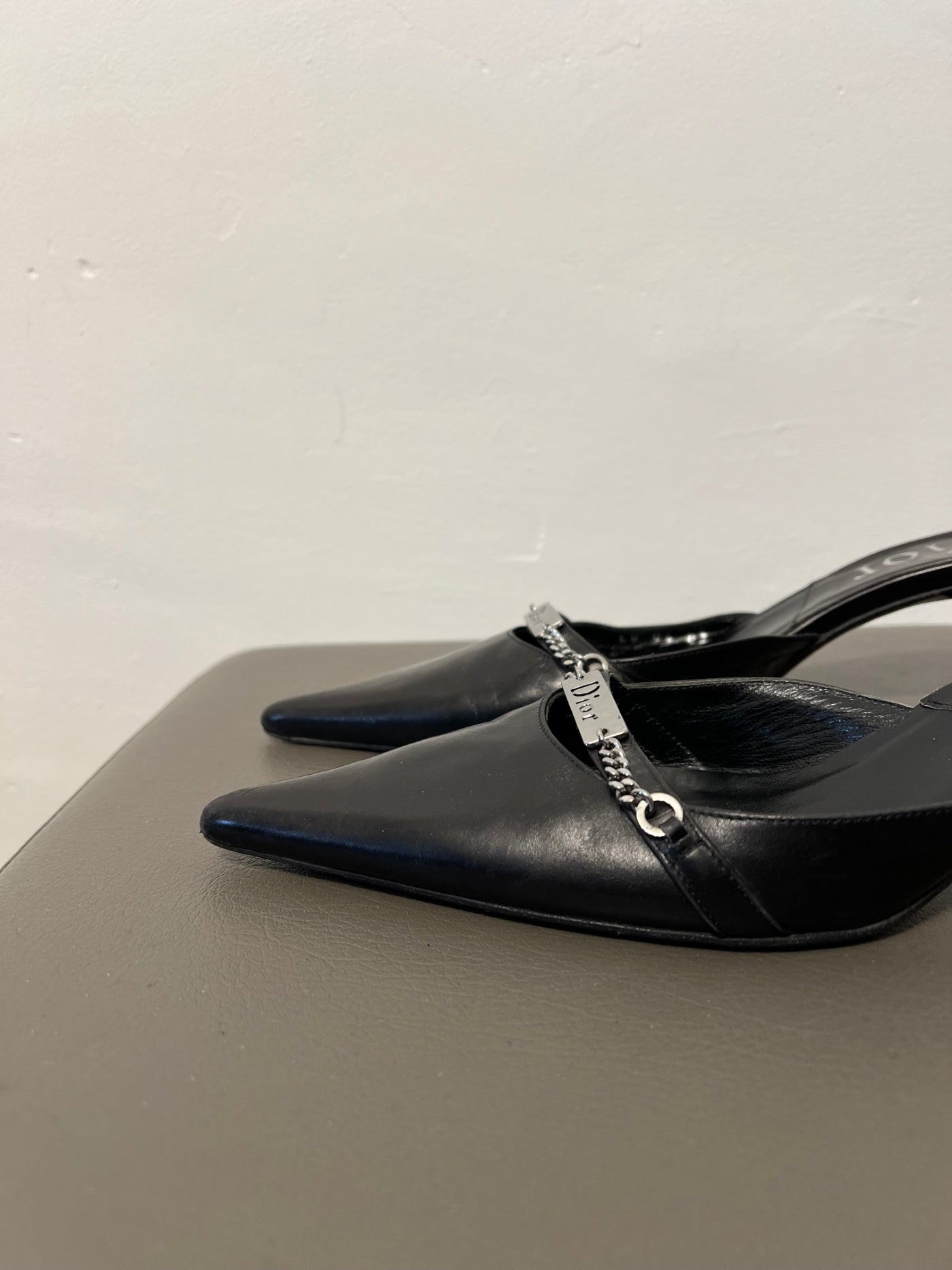 Dior black leather mules vintage