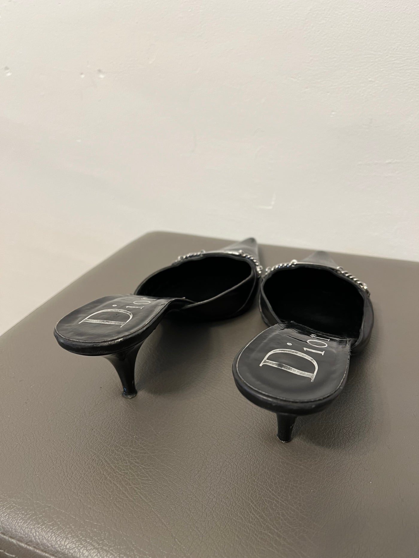 Dior black leather mules vintage