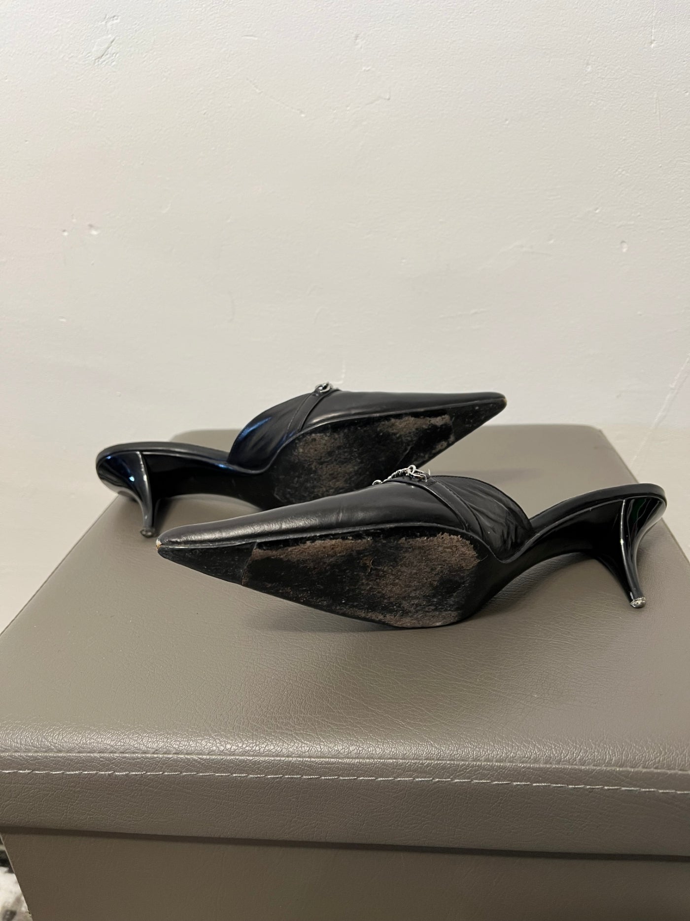 Dior black leather mules vintage