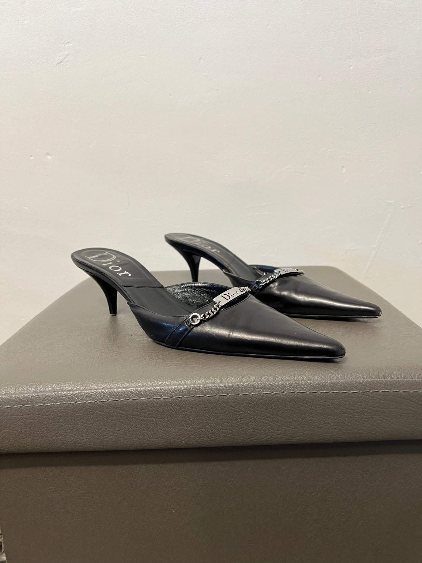 Dior black leather mules vintage