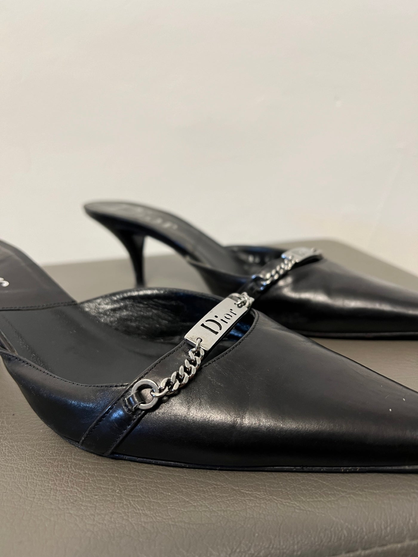 Dior black leather mules vintage