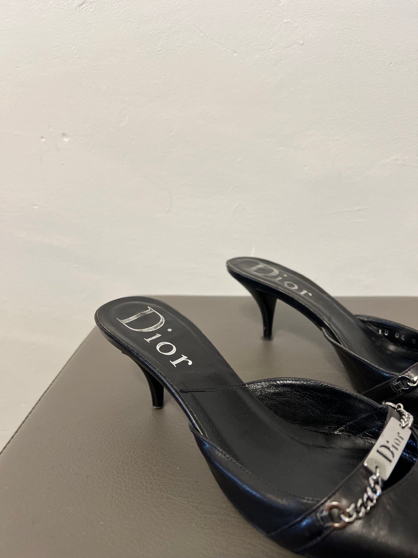 Dior black leather mules vintage