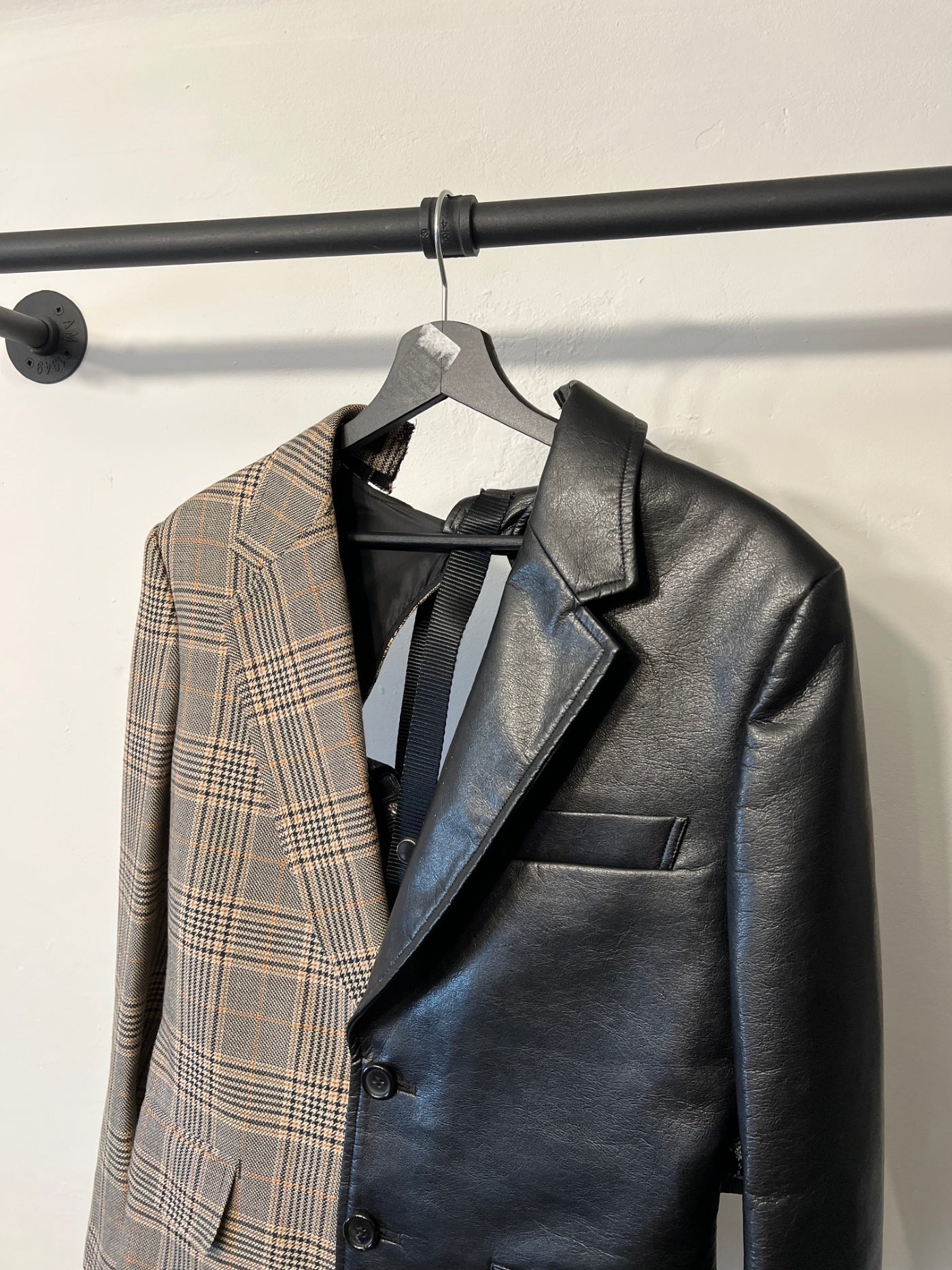 Junya Watanabe Leather Plaid Bondage Blazer