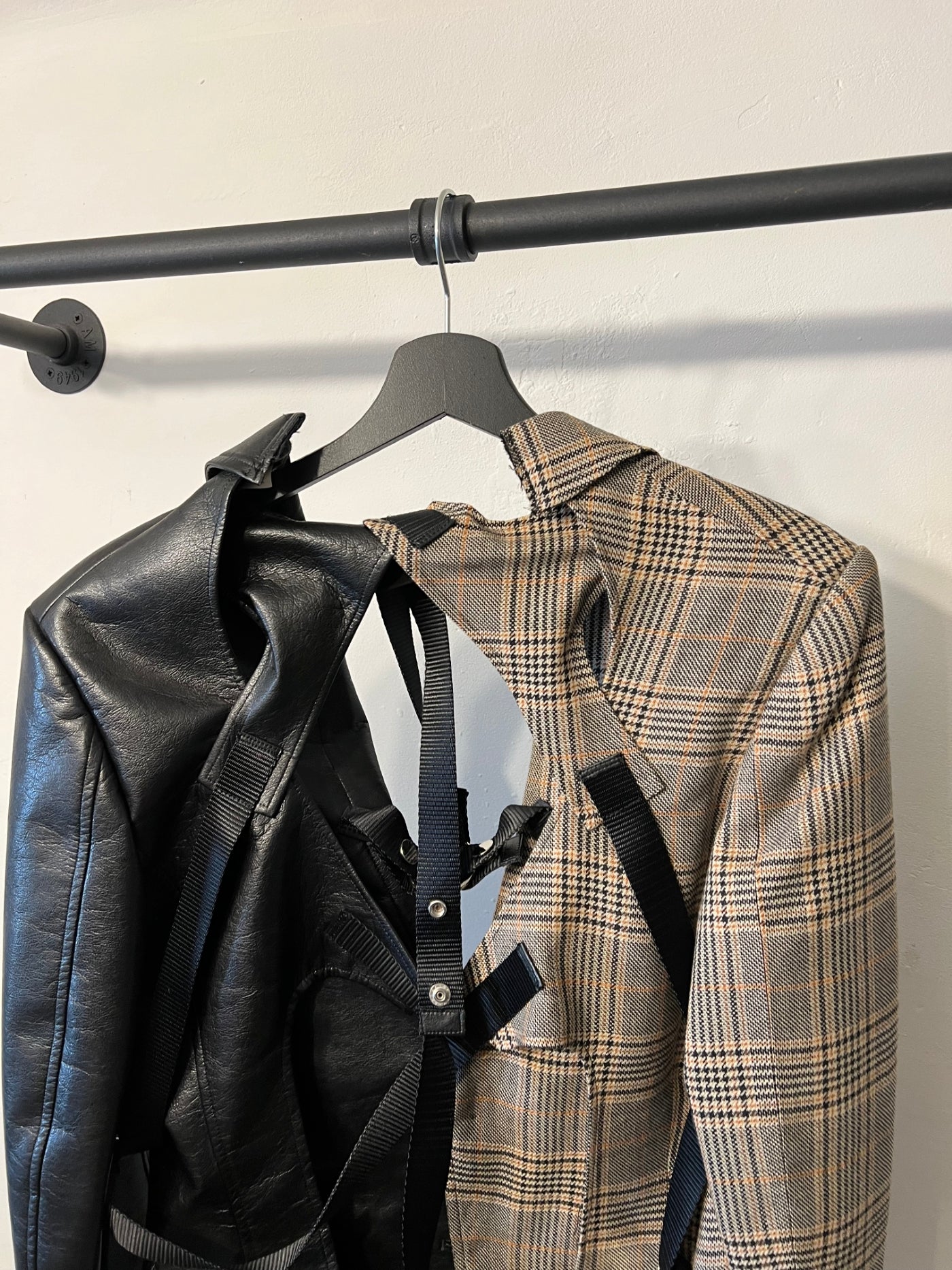 Junya Watanabe Leather Plaid Bondage Blazer