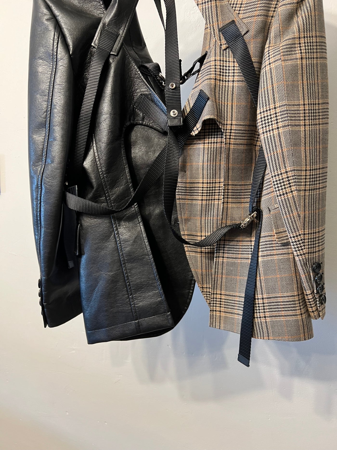 Junya Watanabe Leather Plaid Bondage Blazer